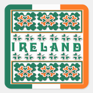 Adesivo Quadrado Vinheta do Círculo do Shamrock