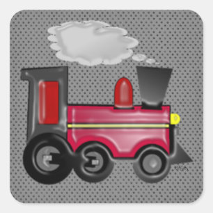 Adesivo Quadrado Vinheta do comboio