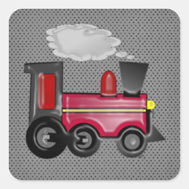 Adesivo Quadrado Vinheta do comboio 3D (Frente)