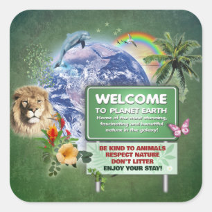 Adesivo Quadrado Vinheta do Dia da Terra