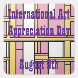 Adesivo Quadrado Vinheta do Dia Internacional de Apreciação de Arte