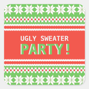 Adesivo Quadrado Vinheta do Festa de Natal de Sweater Feio