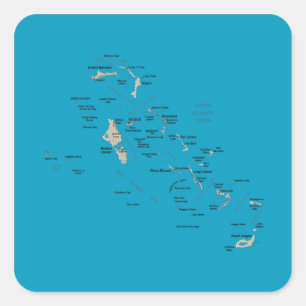 Adesivo Quadrado Vinheta do Mapa das Bahamas