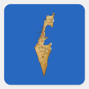 Adesivo Quadrado Vinheta do Mapa de Israel