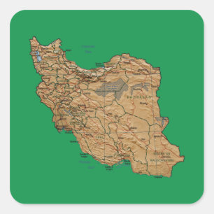 Adesivo Quadrado Vinheta do Mapa do Irã