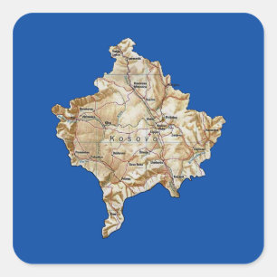 Adesivo Quadrado Vinheta do Mapa do Kosovo