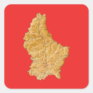 Adesivo Quadrado Vinheta do Mapa do Luxemburgo
