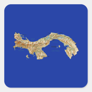 Adesivo Quadrado Vinheta do Mapa do Panamá