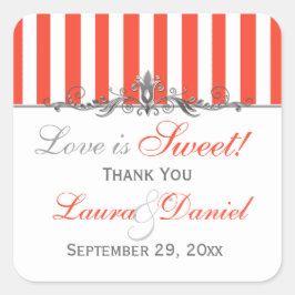 Adesivo Quadrado Vinheta-doce de-rolagem branca-laranja