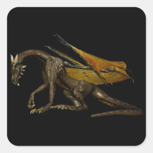 Adesivo Quadrado Vinheta Dragão