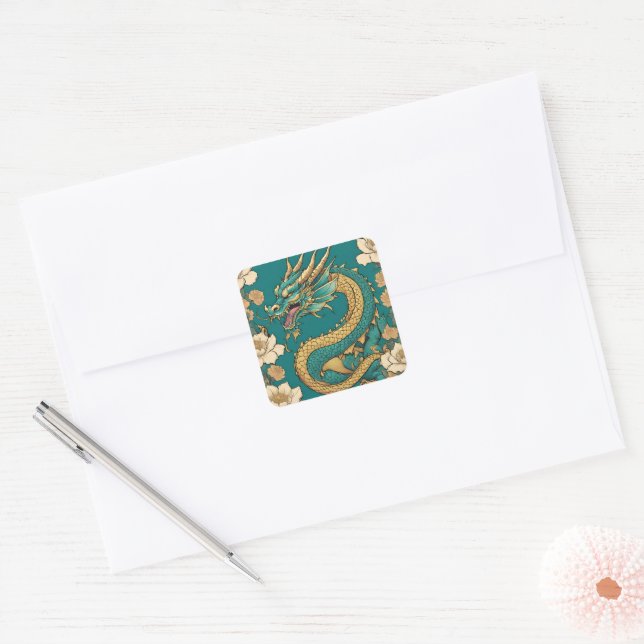 Adesivo Quadrado Vinheta Dragão (Envelope)