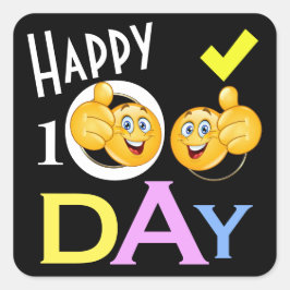Adesivo Quadrado Vinheta escolar do 100º dia