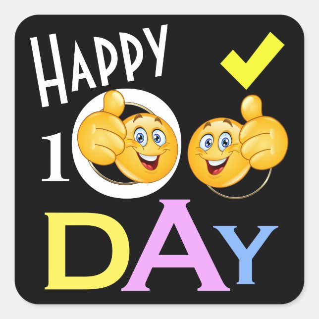 Adesivo Quadrado Vinheta escolar do 100º dia (Frente)