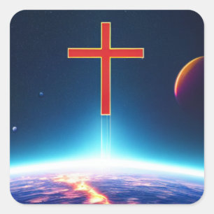 Adesivo Quadrado Vinheta Espacial Cruz Vermelha