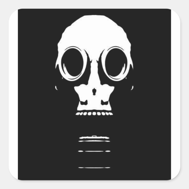 Adesivo Quadrado Vinheta Estêncil de Máscara de Gás (Frente)