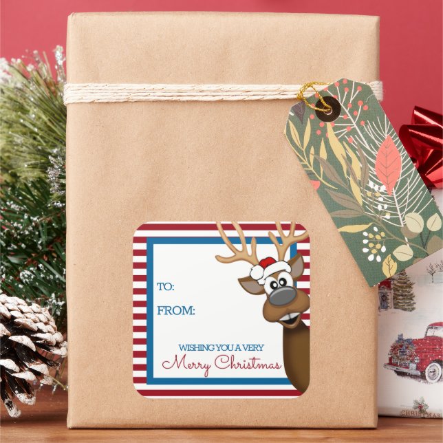 Adesivo Quadrado Vinheta-Etiqueta para Presente de Rebelde Natal Wh (Feriado)