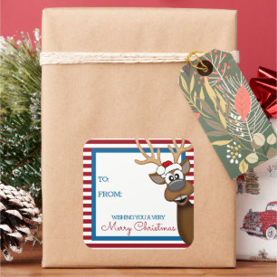 Adesivo Quadrado Vinheta-Etiqueta para Presente de Rebelde Natal Wh