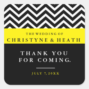 Adesivo Quadrado Vinheta-Favor Amarelo-Amarelo-Chevron-Moderno