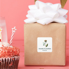 Adesivo Quadrado Vinheta-Favor Simples Dandelion Floral