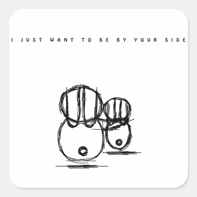 Adesivo Quadrado Vinheta fina de coelho de Casal (Frente)