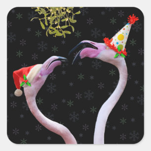 Adesivo Quadrado Vinheta Flamingos Festiva