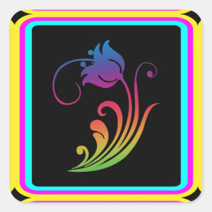 Adesivo Quadrado Vinheta Flor