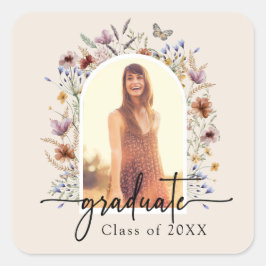 Adesivo Quadrado Vinheta Floral de Graduação