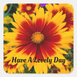 Adesivo Quadrado Vinheta Floral de Verão