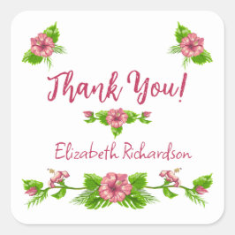 Adesivo Quadrado Vinheta Floral Design de Paraíso Tropical