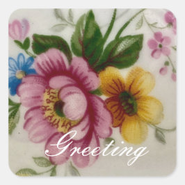 Adesivo Quadrado Vinheta Floral Inspirada Porcelana