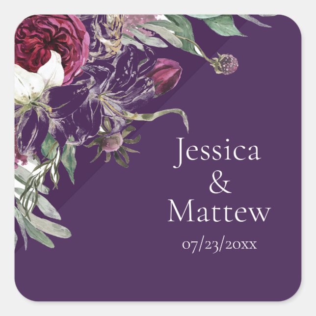 Adesivo Quadrado Vinheta Flores Roxas (Frente)