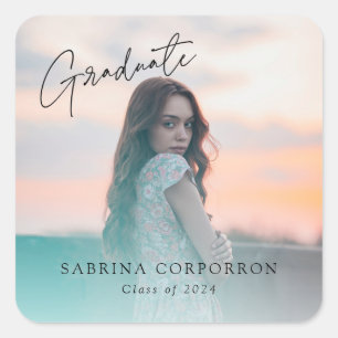 Adesivo Quadrado Vinheta Formando de Script de Tendência