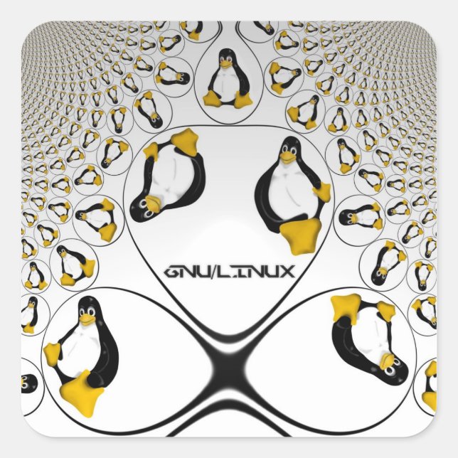 Adesivo Quadrado Vinheta Fractal GNU/Linux (Frente)