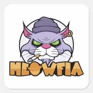 Adesivo Quadrado Vinheta Gangster Burmeso Meowfia Engraçado