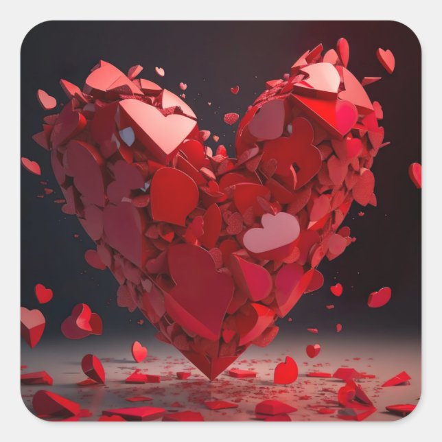 Adesivo Quadrado Vinheta Gerada por IA-Coração Quebrada (Frente)
