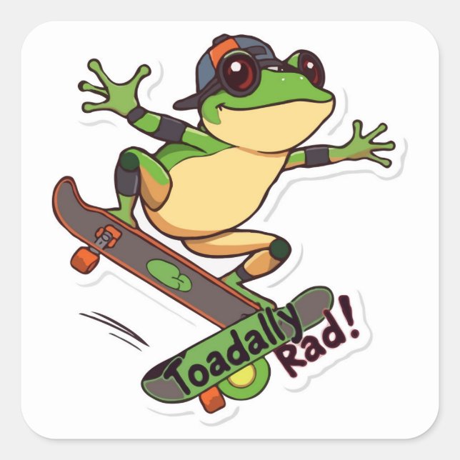 Adesivo Quadrado Vinheta grande do Sapo de skate | Toadal Rad (Frente)
