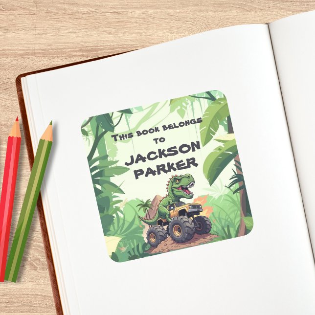 Adesivo Quadrado Vinheta-guia-de-caminhoneiros monstro do dinossaur (Criador carregado)