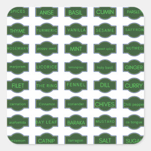 Adesivo Quadrado Vinheta Herbos e Especiarias