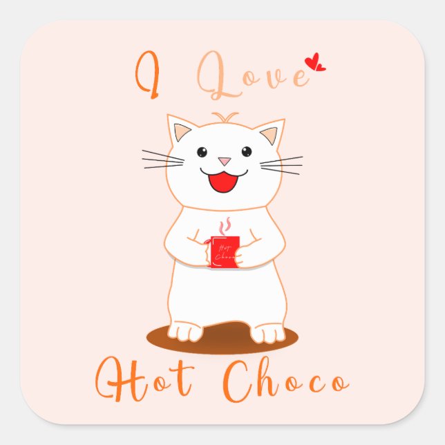 Adesivo Quadrado Vinheta | I Love Hot Choco (Frente)