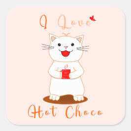 Adesivo Quadrado Vinheta | I Love Hot Choco