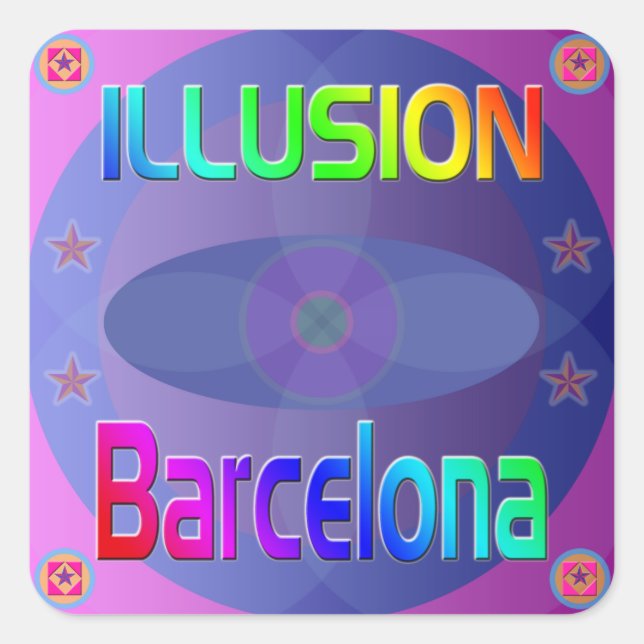Adesivo Quadrado Vinheta "ILLUSION Barcelona"! (Frente)