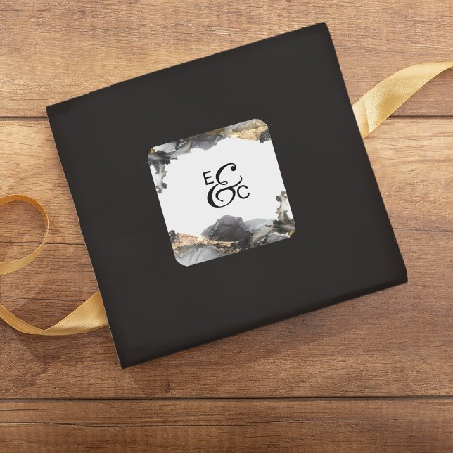 Adesivo Quadrado Vinheta inicial branco e preto-e-branco Vanessa (Criador carregado)