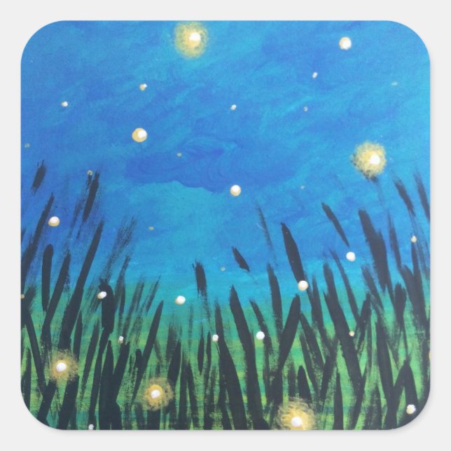 Adesivo Quadrado Vinheta Inseto brilhante (Frente)