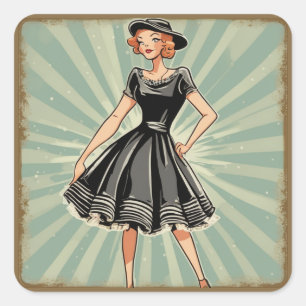 Adesivo Quadrado Vinheta LBD Retroativa Glamorosa