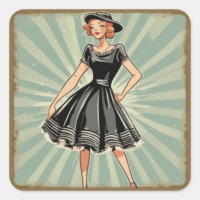 Adesivo Quadrado Vinheta LBD Retroativa Glamorosa (Frente)