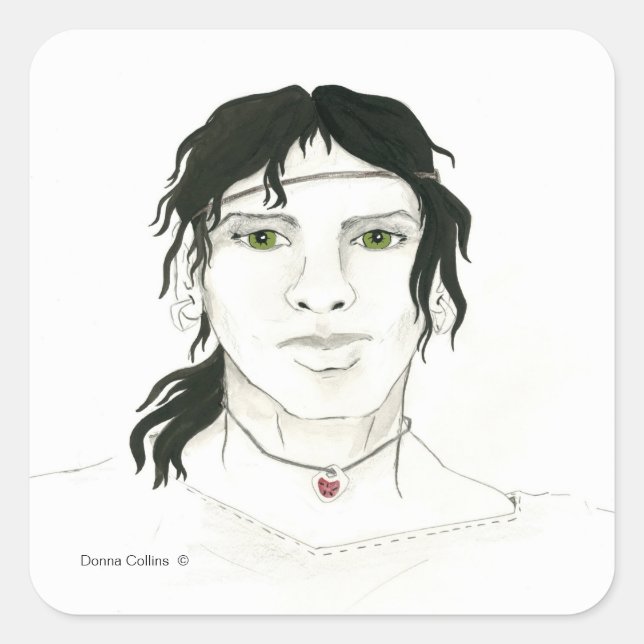 Adesivo Quadrado Vinheta masculina indiana (Frente)