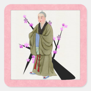 Adesivo Quadrado Vinheta Monge Budista