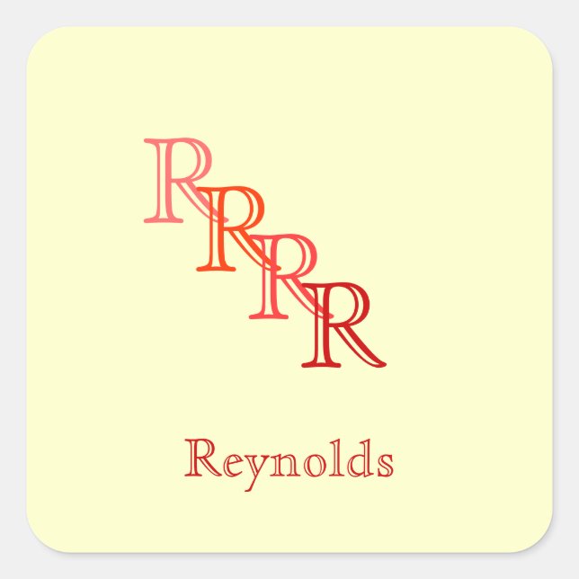 Adesivo Quadrado Vinheta - Monograma com Nome 2 (Frente)