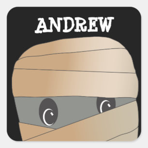 Adesivo Quadrado Vinheta Mummy Halloween Personalizada
