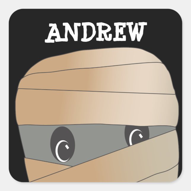 Adesivo Quadrado Vinheta Mummy Halloween Personalizada (Frente)